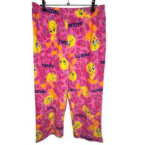 Looney Tunes Tweety Bird Pink Allover Print Stretchy Soft Pajama Lounge Pants